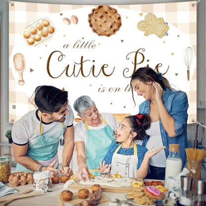 AIBIIN 10x7ft Baby Shower Backdrop - Little Cutie Pie is On The Way Photography Background - Party Decorations - Photo Booth Props - size: 10x7ft