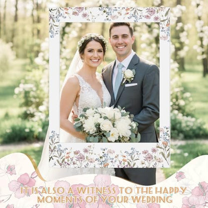Bucherry 32 x 24 Inches Wedding Photo Booth Props Picture Frame DIY PVC Cutouts Photo Booth Prop Selfie for Bridal Shower Birthday Baby Shower Graduation Party Supplies Favor - style: Elegant Style