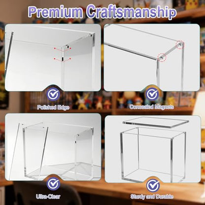 PKMN Booster Box Display Case, Clear Acrylic Protector for Booster Box TCG Trading Card Box | 5mm Thick with Magnetic Lid, UV Blocking & Dust Proof Showcase | Stackable Storage Case