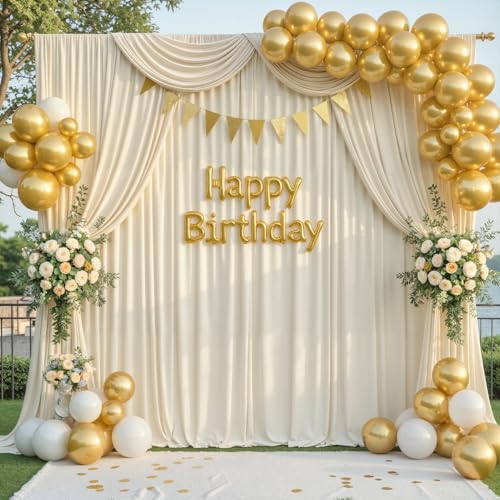 10x10ft Beige Backdrop Curtain for Parties Wrinkle Free Fabric Backdrop Curtain Wedding Photo Backdrop Drapes for Birthday Party Baby Shower Bridal Shower Photography Back Drop 2 Panels 5x10FT - color: Beige, size: 10 ft X 10 ft(2 Panels 5ft X 10ft)