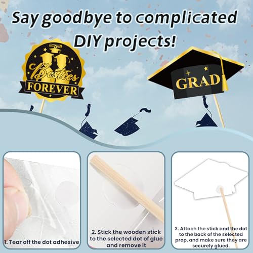Class of 2026 Graduation Photo Booth Props Set – Assorted Graduation Party Supplies & Decorations for High School/College Commencement & Celebration