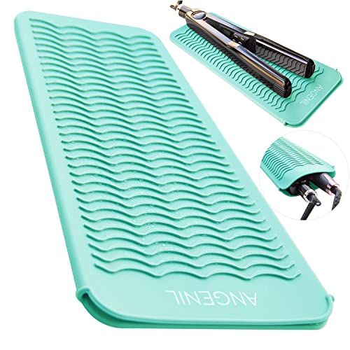 ANGENIL Curling Iron Silicone Mat Heat Resistant for Travel Dual Voltage Flat Iron, Hair Straightener, Rotating Cordless Curling Iron Wand, Wireless Curlers, Crimper Hair Iron, Straightening Iron - color: Green