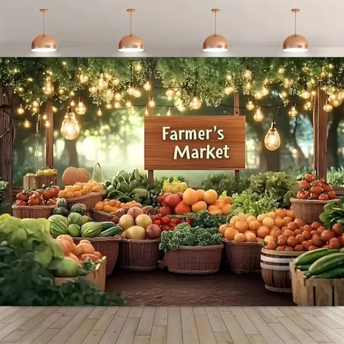 Street Farm Market Photography Background Vegetables Grocery Store Fruits Vegetable Exhibition Photography Background Vegetables Stand Photo Backdrop Kids Stage Play Prop (C, 7 * 5feet) - color: C, size: 7*5feet