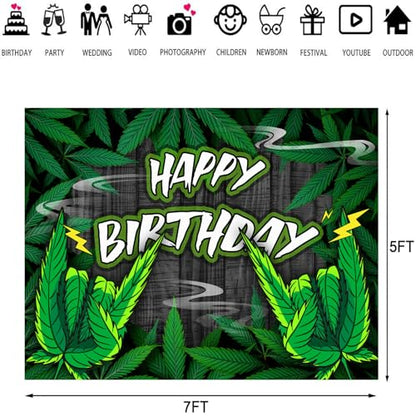 Green Leaves Birthday Backdrop Cool Green Plant Leaves Photography Background Natural Plants Grass Jungle Theme Decor Banner Portrait Photo Booth Studio Props 7x5ft FU011YL - size: 7x5ft