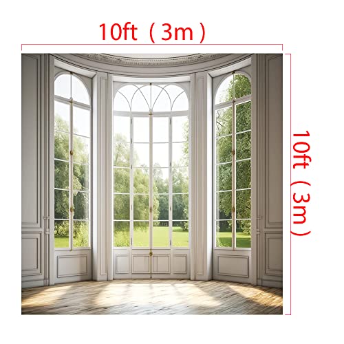Kate 10x10ft Spring Panel Windows Scenery Backdrop for Photography Indoor White Panel Windows Background Photo Studio Props - size: 10x10ft