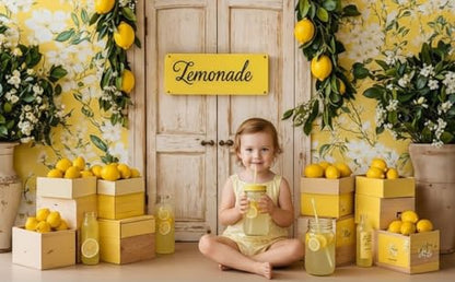 Kate 7x5ft Fresh Lemon Shop Backdrops for Photography Retro Wood Door Lemonade Party Background Baby Gilrs Portrait Photo Studio Backdrop - size: 7x5ft