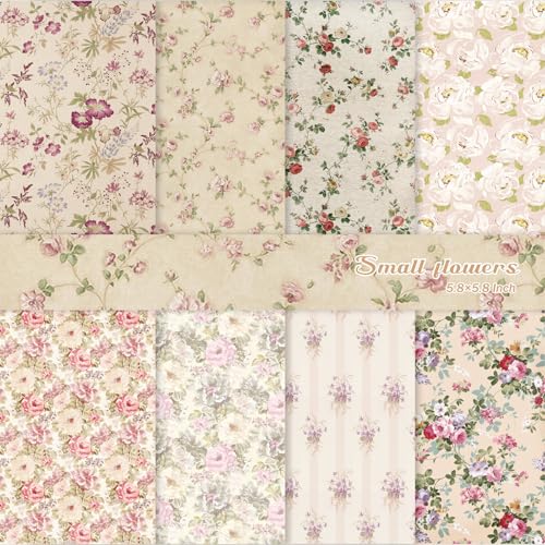 PRSTINCOL Scrapbook Paper,16 Sheets 5.8x5.8 Inch Vintage Floral Style Scrapbook Supplies,Single-Sided Vivid Origami Decoupage Paper for DIY Crafts, Card Making, Art Journaling - color: Vintage Floral