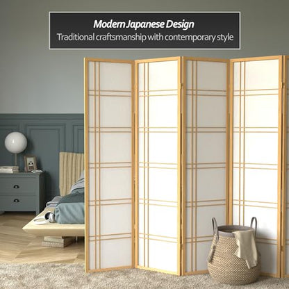 Red Lantern 6 ft. Tall Double Cross Shoji Screen - Natural - 6 Panels - color: Natural, size: 6 Panel