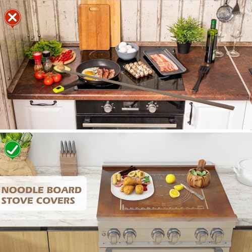 24" x 20" Reversible Wooden Pastry Board Wood Pasta Board with Lip Bread Board Cutting Board Chopping Board Pie Board with Engraved Ruler for Counter Top Kitchen-Brown - color: Brown