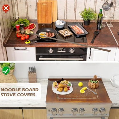 24" x 20" Reversible Wooden Pastry Board Wood Pasta Board with Lip Bread Board Cutting Board Chopping Board Pie Board with Engraved Ruler for Counter Top Kitchen-Brown - color: Brown