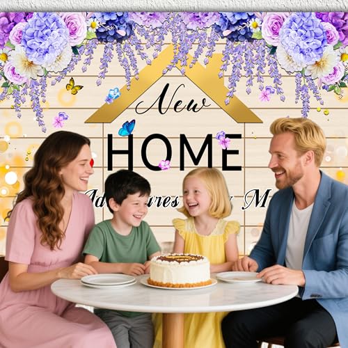 8x6 ft New Home Backdrop Large Rustic Wood Photo Booth Background for New Home Celebration Housewarming Party Real Estate Photography Home-Related Social Media Content - size: 8x6 ft