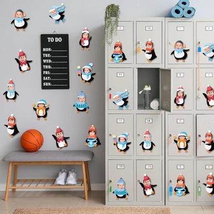 60pcs Winter Theme DIY Cutouts Penguin Bulletin Board Decoration Set Christmas Penguin with Hat Paper Cut-Outs Decor for Winter Holiday DIY Photo Craft Xmas Party School Classroom Wall Door Supplies - style: Penguin
