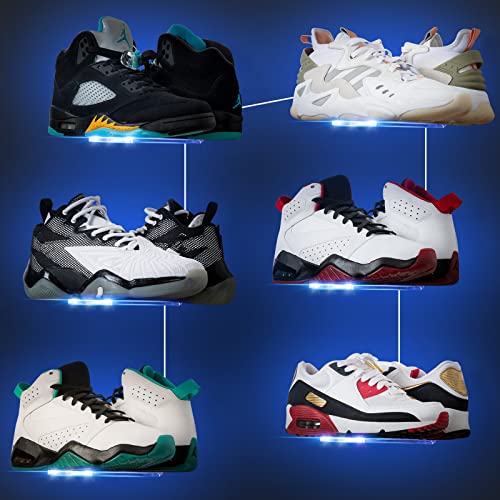 OAPRIRE Floating Shoe Display Shelf Set of 6 with Lights, Glow Color Changing Wall Shelf, Sturdy and Easy to Install Levitating Sneaker Shelves, Your Top Shoes for Bedroom, Hallways, etc Clear - size: Non-APP Control of Light