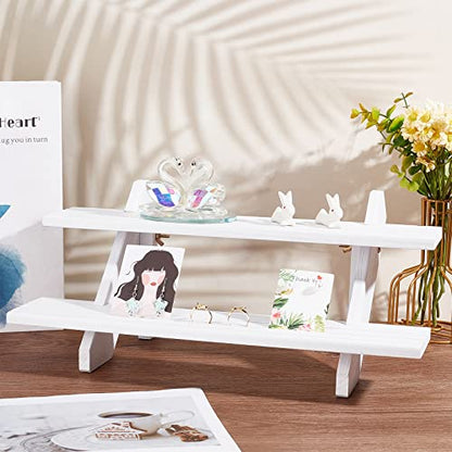 NBEADS 2-Tier Retail Earring Display Riser, White Earring Ring Holder Detachable Wood Retail Jewelry Card Display Stand with Groove for Crafts Jewelry Storage Display Collection, 15.3x7.17x6.5 - color: 2-Tier White