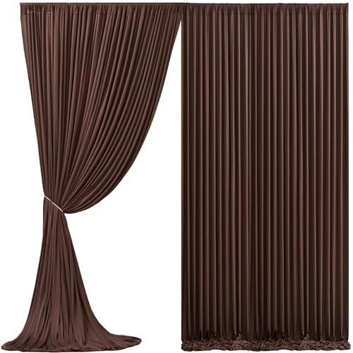 Brown Backdrop Curtain for Parties Wedding Wrinkle Free Brown Photo Curtains Backdrop Drapes Fabric Decoration for Birthday Party Baby Shower 5ft x 7ft,2 Panels - color: Brown, size: 10FTx7FT (W5'xH7', 2 Panels)