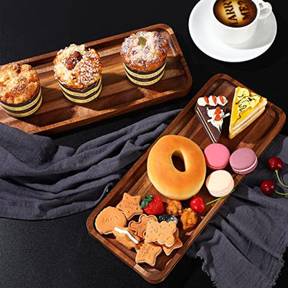 Roowest 5 Pack Solid Acacia Wood Serving Trays for Laser Engraving Rectangular Wooden Board for Food Appetizer Serving Tray Plates for Vegetables Fruit Cheese Housewarming Gifts(16 x 6.5 Inch) - size: 16 x 6.5 Inch