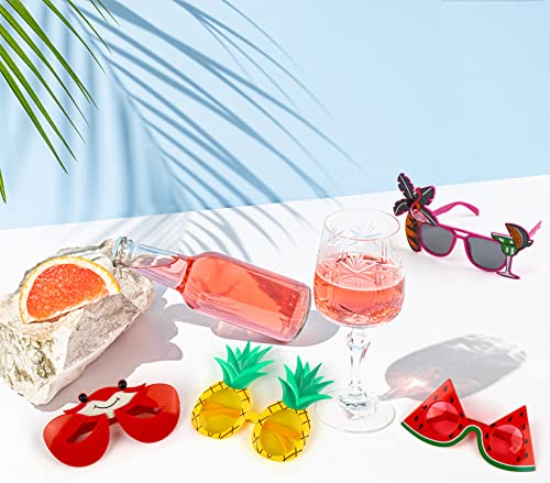 FINGOOO Hawaiian Luau Party Sunglasses, 6 Pairs Summer Pool Tropical Beach Funny Sunglasses Glasses for Adults Kids Luau Party Favors