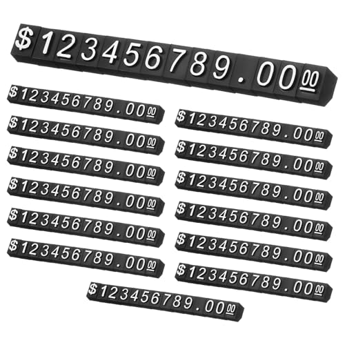 uxcell 14 Set Price Display Cube, Adjustable Price Tag Stand Removable Mini Tag Number Letter Price Dollar Block Kit for Jewelry Retail Shop Price Signs (Black/White, 2.2" Length) - color: Black/White, size: 5.6"