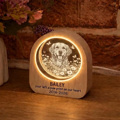 Personalized Photo Pet Memorial Night Light, Custom Dog Photo LED Night Light for Mom, Angel Memorial Keepsake, Sympathy Gift, Dog Mom Gift, Pet Lover Gifts - color: Style 13