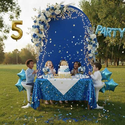 Double Sided 7.2FT Royal Blue Arch Backdrop Cover Spandex Fitted Stretchy Arch Covers for Wedding Birthday Party Bridal Baby Shower Ceremony - color: Royal Blue, size: 7.2FT