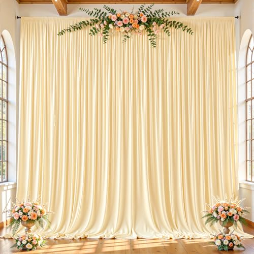 2 Panles Champagne Backdrop Curtains - Wrinkle Free Fabric Backdrop Curtain for Photoshoot, 10FT Wedding Party Photo Backdrop Drapes for Birthday Baby Shower Photography Stage Background Decorations - color: Champagne, size: W4' X H10'(2 Panels)