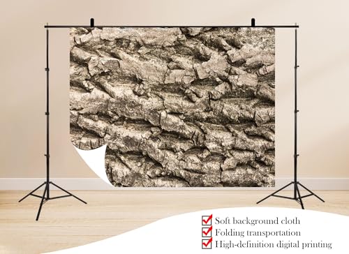 12x8ft Rough Tree Bark Texture Backdrop with Cracked Gray Surface Photo Background Tapestry for Nature Party Organic Event Home Decorations Studio Props - size: 12X8ft