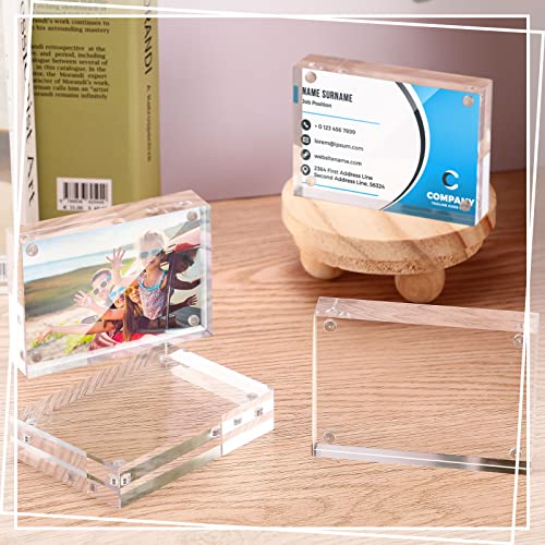 Xuhal Acrylic Business Card Frame 2.5 x 3.5 inch Clear Double Sided Magnetic Photo Block Frames, 20mm Thickness Frameless Wallet Size Picture Frames Stamp Display Stand for Home Office Decor(30 Pcs)
