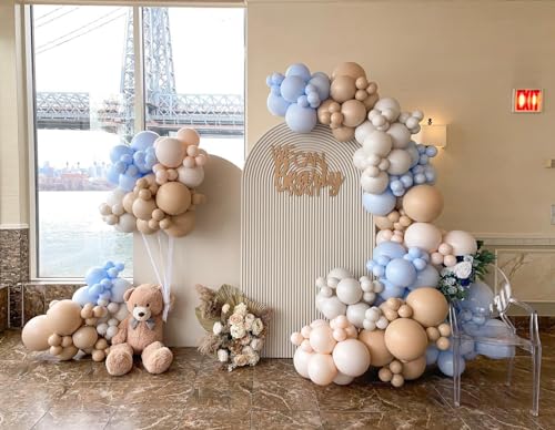 Nude Beige Double Stuffed Balloons Different Size 115Pcs 5/10/12/18" Tan Apricot Nude Balloon Arch Garland kit for Boho Birthday Baby Shower Bridal Shower Gender Reveal Bear Neutral Party - color: Tan