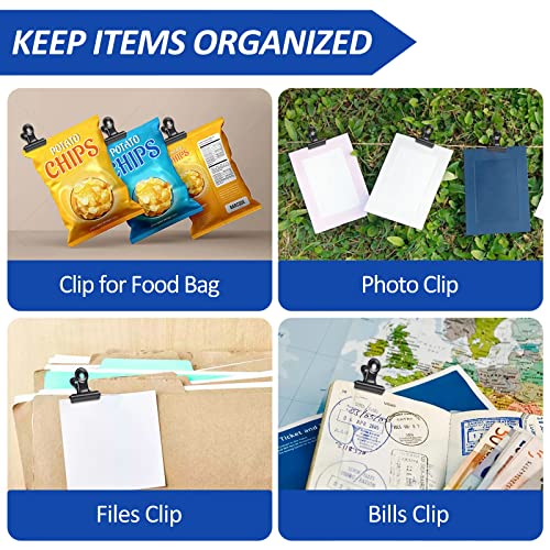 30 Pack Bulldog Clips 0.87 Inch Small Hinge Paper Clips Metal Hinge Clips for Crafts, Food Bags, Drawings, Photos at Home Kitchen & Office Usage, Black, 22mm - color: Black, size: 22mm