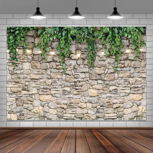 20X10ft Stone Brick Wall Photo Backdrop Photography Background, Medieval Vintage Castle Rock Cave Backdrops Photo Booth Prop Decorations Wall Decor Tablecloth - size: 20X10FT