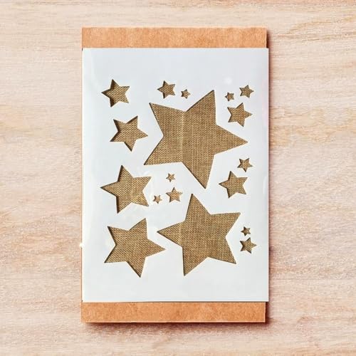 TIAMECH A4 Reusable Shinning Stars Stencil for Painting - Five-Pointed Stars Layering Template, DIY Wall Art, Wood Furniture, Scrapbook & Crafts (8.3x11.7inch) - style: Shinning Stars