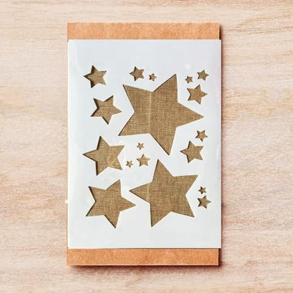 TIAMECH A4 Reusable Shinning Stars Stencil for Painting - Five-Pointed Stars Layering Template, DIY Wall Art, Wood Furniture, Scrapbook & Crafts (8.3x11.7inch) - style: Shinning Stars