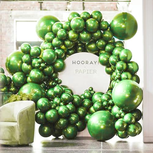 PartyWoo Metallic Green Balloons 85pcs Different Sizes of 18 12 10 5 Inch Metallic Apple Green Balloons for Graduation Spring Forest Summer Wedding Baby Shower Birthday Party Decorations Green-G121 - color: Green-g121