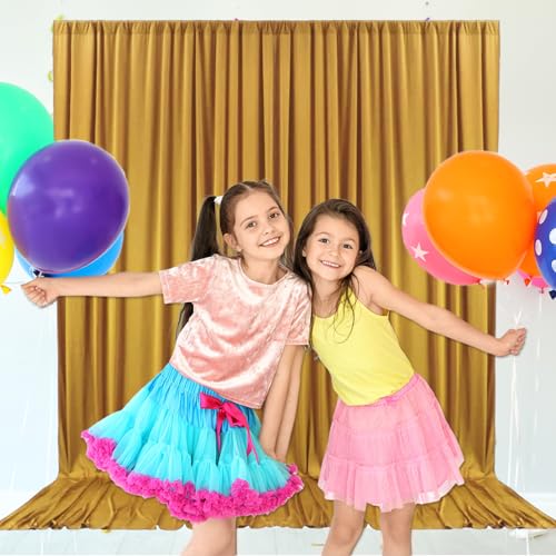 10ft x 10ft Gold Backdrop Curtains for Parties, Fabric Satin Background Curtain with Rod Pockets for Weddings, Birthday, Baby Shower, Photography, Graduation Party Backdrop Drapes, 2 Panels - color: Gold