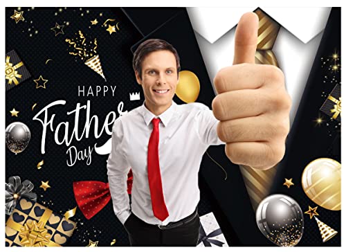 8X6FT Happy Father's Day Backdrop Gold Tie Suit Backdrop Father's Day Party Photo Backdrops for Father's Photo Booth Prop Decoration Photography Background DH-405 - size: 8X6FT