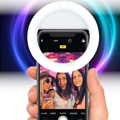 Bower Clip On Ring Light for Phone | 36 LED Ultra Wide Range Rechargeable Selfie Light with 3 Brightness Levels - Great for Selfie Photos, Vlogging, Make-Up, Dark Scenery, and More.