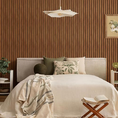 Main Street Peel and Stick Wallpaper Eco-Friendly Sheets 12 Pack, 11 X 16 Inch Wood Slat Panel Design, Wall Mural for Home Decor, Removable Wall Decor Wallpaper Peel and Stick for DIY Projects - style: Wood Slat Panel Design