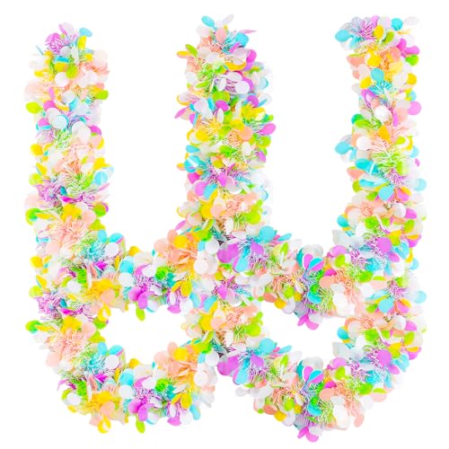 GlyinnHe 33Ft Easter Tinsel Garland with Confetti Colorful Metallic Tinsel Twist Garland Spring Hanging Garland Decoration for Easter Holiay Door Tree Mantel Party Supplies - size: A