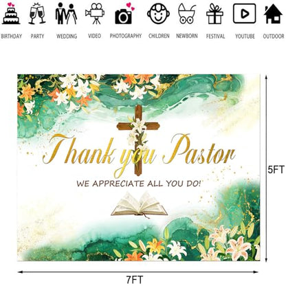 Thank You Pastor Backdrop Pastor Appreciation Day Photography Background Marble Texture Appreciation Decor Banner Church Events Celebrations Supplies Photo Booth Studio Props 7x5ft FU018YL - size: 7x5ft