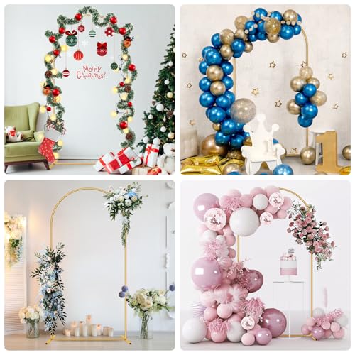 Metal Arch Backdrop Stand 7.2FT Gold Wedding Balloon Arched Backdrop Stand Square Arch Frame for Birthday Valentines Day Party Bridal Baby Shower Ceremony Decoration - size: 7.2ft Stand