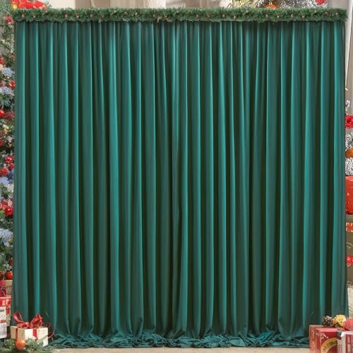 8x10FT Hunter Green Backdrop Curtains for Wedding Parties, Wrinkle Free Polyester Photography Backdrop Drapes for Christmas Birthday Parties Stage Background Stand Decorations 4x10ft,2 Panels - color: Hunter Green, size: W4' x H10'(2 Panels)