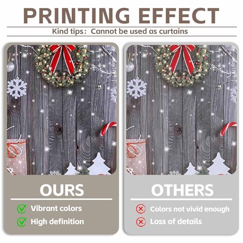 Fabric 10x8ft Christmas Photography Backdrop Winter Rustic Wood Background Xmas Tree Snow Wall Santa Party Decoration Holiday Photo Banner Props - size: 10'x8'