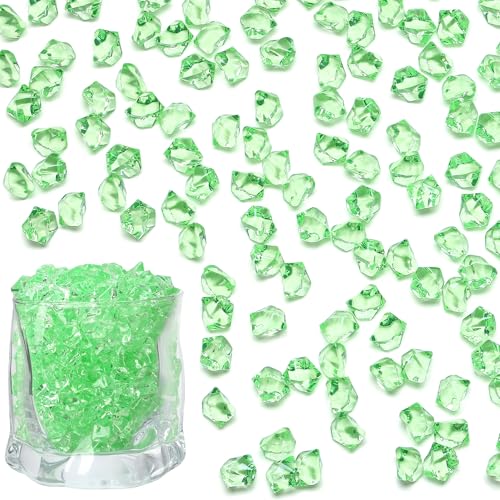 LAIDANLA 500PCS Green Acrylic Gems Vase Fillers for Centerpiece Green Fake Ice Cubes Plastic Diamonds Fake Crushed Rocks DIY Party Table Scatter Prop Wedding Decoration Accessories - color: Green