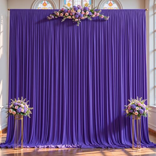 2 Panles Purple Backdrop Curtains - Wrinkle Free Fabric Backdrop Curtain for Photoshoot, 10FT Wedding Party Photo Backdrop Drapes for Birthday Baby Shower Photography Stage Background Decorations - color: Purple, size: W4' x H10'(2 panels)