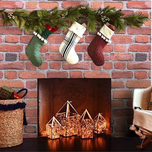 Abyssaly Brick Peel and Stick Wallpaper - Red Brown Brick Wrapping Paper Contact Paper - Faux Stone Wallpaper for Fireplace Kitchen Party Decoration 17.5" x 118" - color: Light Red, size: 17.7" x 118"