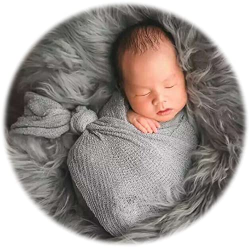 Zeroest Newborn Photo Prop Stretch Knit Wrap for Baby Photography Newborn Photoshoot Outfits Boys Girls Posing Blanket (Light Grey) - color: Light Grey
