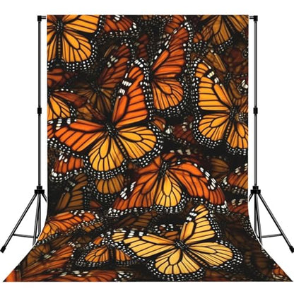 Orange Monarch Butterflies Backdrop Background for Photography 5x7ft Photobooth Professional Photo Backdrop Curtains Video Photography Studio Photo Backgrounds Banner Booth Background Screen Parties - color: Heaps Of Orange Monarch Butterflies