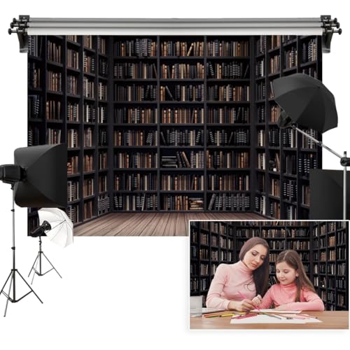 12x6ft Bookshelf Backdrop Vintage Wooden Bookshelve Library School Collection Classic Books Minimalist Photography Background Birthday Conference Graduation Studio Photo Props Polyester - size: 12x6ft-polyester
