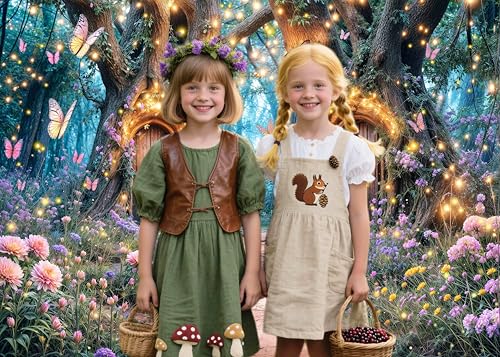 5X3ft Enchanted Forest Backdrop Fairy Enchanted Wonderland Garden Floral Butterfly Photography Background for Kids Girls Baby Shower Birthday Party Decoration Banner Cake Table Photo Booth Props - color: Multi5, size: 5x3ft