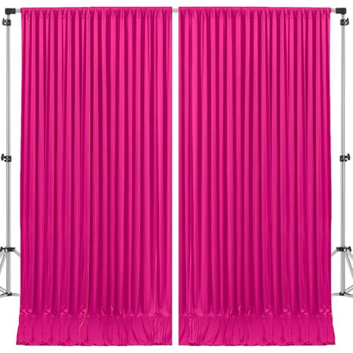 10x10ft Hot Pink Backdrop Curtain for Wedding Parties Wrinkle Free Fabric Fuchsia Drapes Backdrop Decoration for Baby Shower Birthday Photography Decoration 2 Panels, 5ft x 10ft - color: Hot Pink, size: 5ft x 10ft x 2 panels